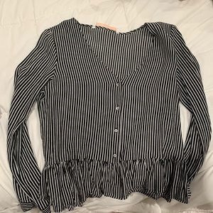 Zara peplum striped long sleeve